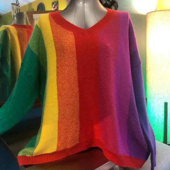 Fashion Nova Sweaters - Rainbow Pullover Sweater Plus Size